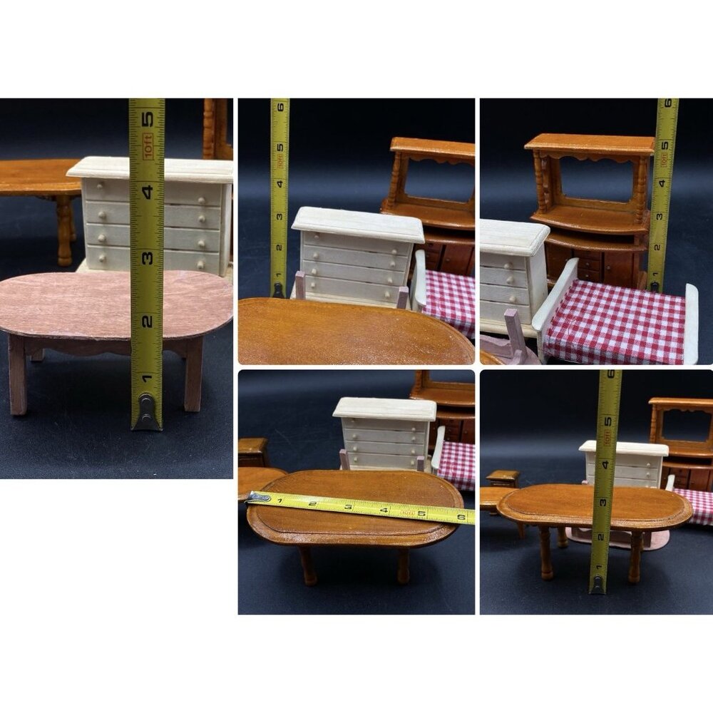 Lots 7 Miniature Dollhouse Bed Tables Buffet Dresser Nightstand ￼ - Picture 5 of 16